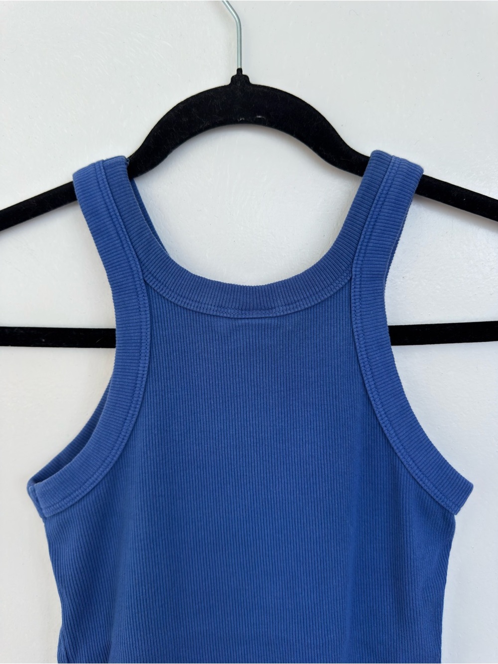 Blue Ribbed Racerback Tank Top - Picture 5 of 5